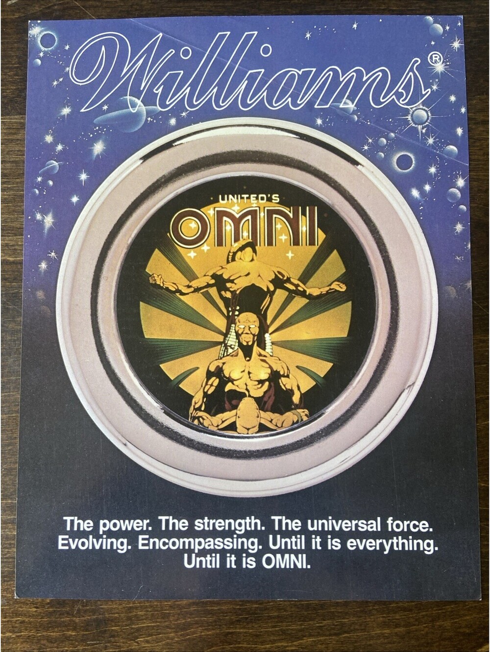 Williams Omni Arcade Pinball FLYER Original Ad Promo Poster Not PCB